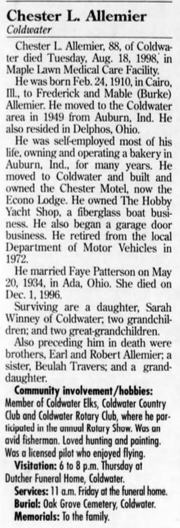Chester Motel (Econolodge) - 1998 Obit For Owner (newer photo)